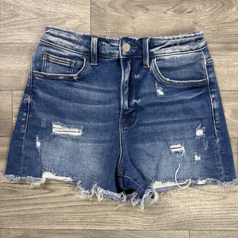 Vervet High Rise Denim Jean Shorts Distressed Medium Wash sz S